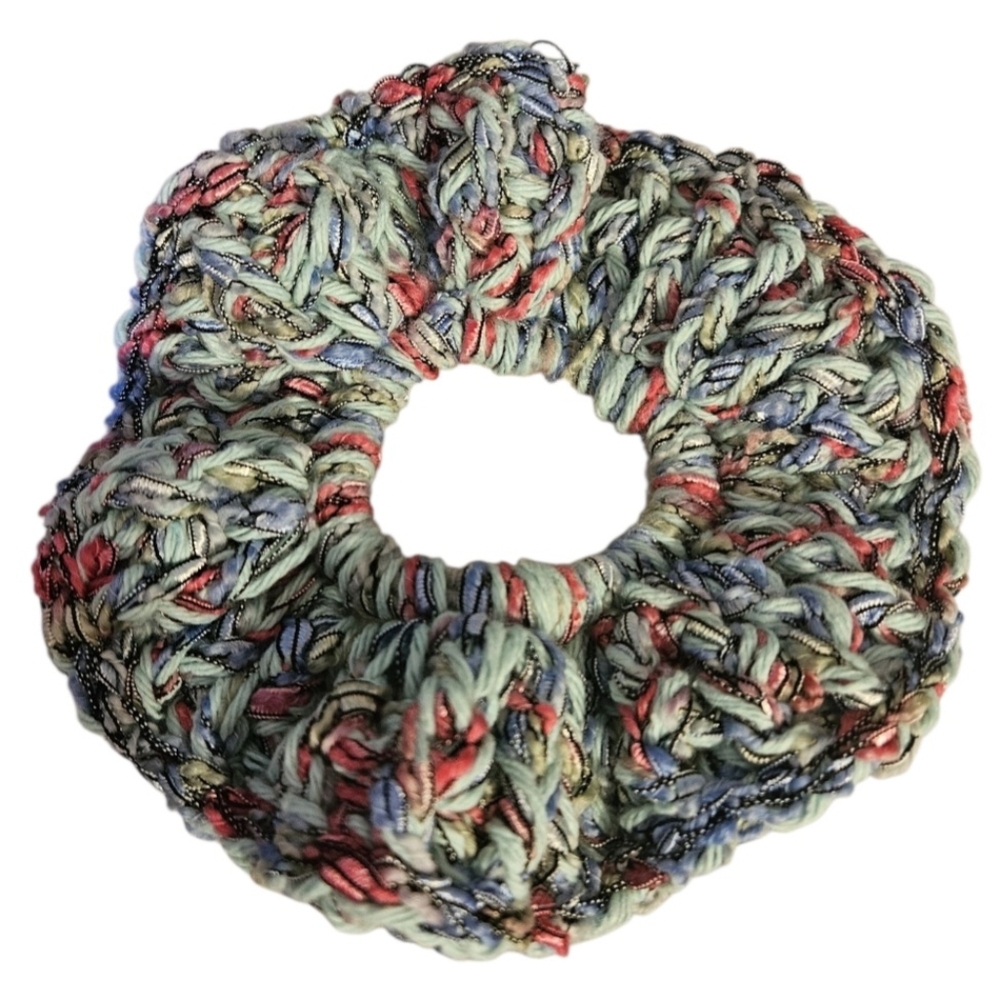 Hand Crafted Balletcore Scrunchie Cotton Wool Blend Textured RuffleKnit Hair Tie